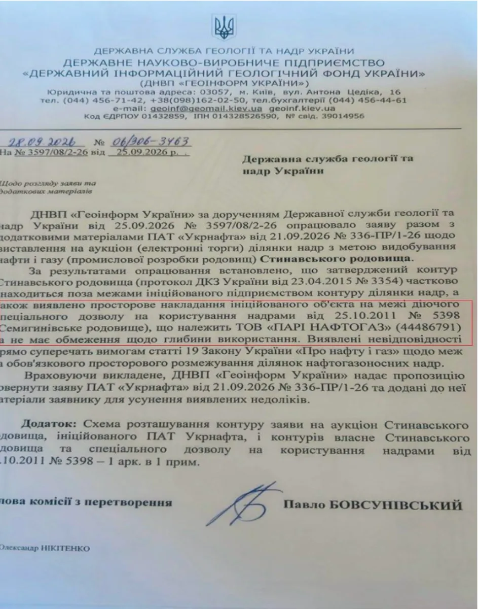 Лист «Геоінформу України» від 28.09.2026 № 06/306-3463. Документ з матеріалів «СтопКор».